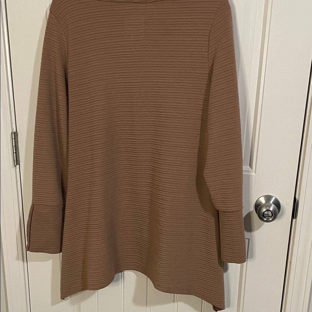 New York & Company Taupe Cowl Neck Knit Tunic Sweater - Picture 5 of 5
